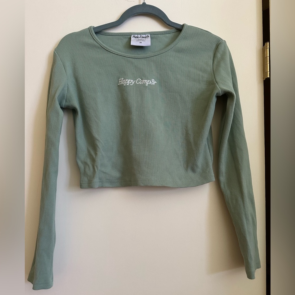 Happy Camp3r Basic Long Sleeve Top - Sage